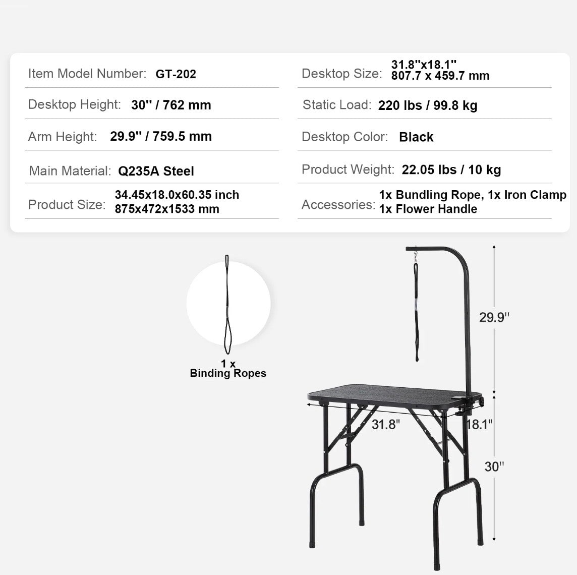 Mesa de Grooming 32"
